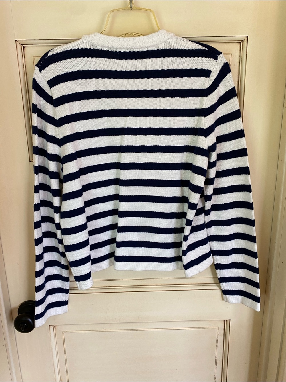 J. Crew Navy and White Striped Button-Front Cardigan - Picture 3 of 5